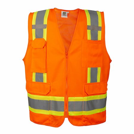 CORDOVA COR-BRITE Surveyor Vests, Orange, Solid Front Fabric & Polyester Mesh Back VS285-M